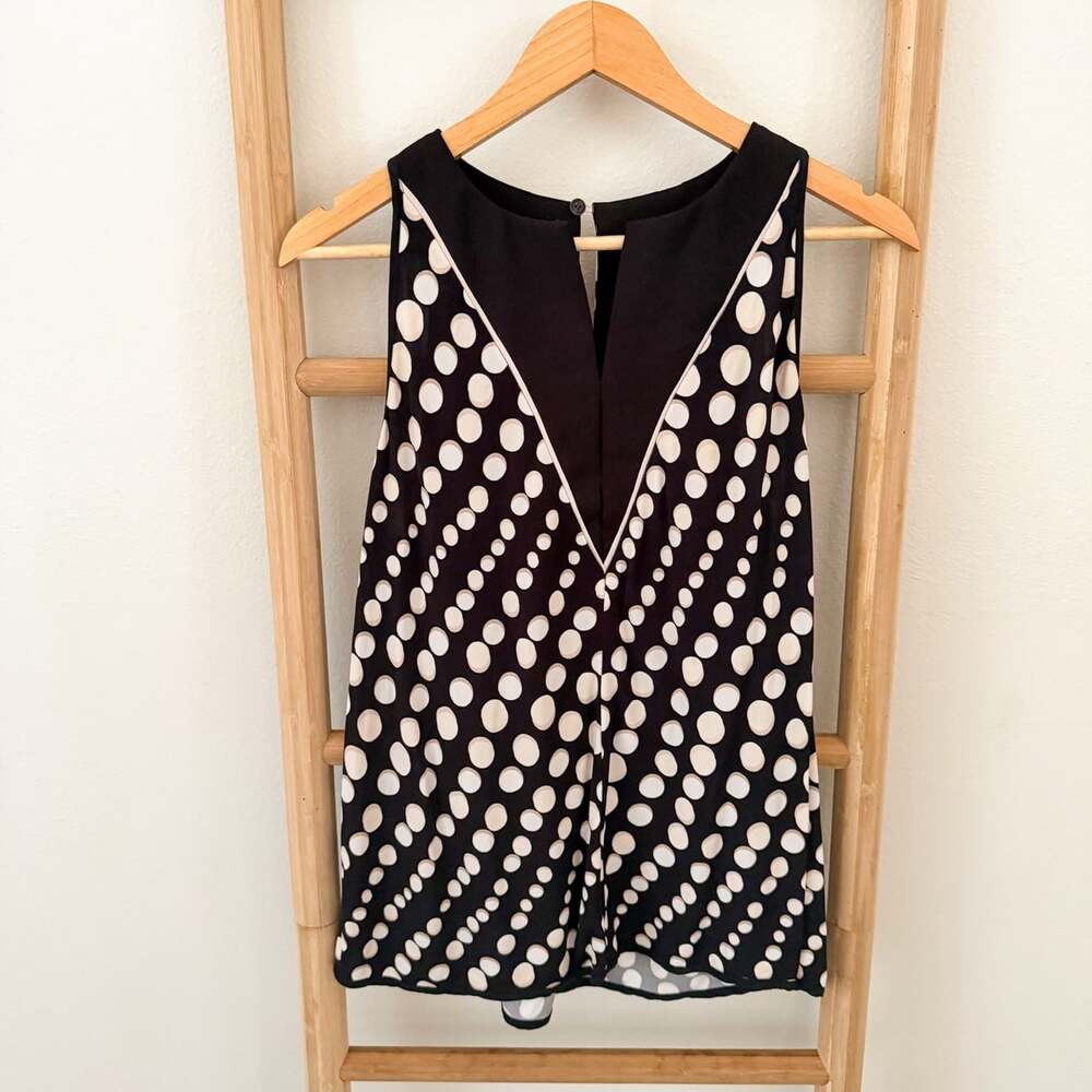 Animale Brazil Black White Polka Dot Sleeveless V-Neck Blouse Top 40 (US Medium)
